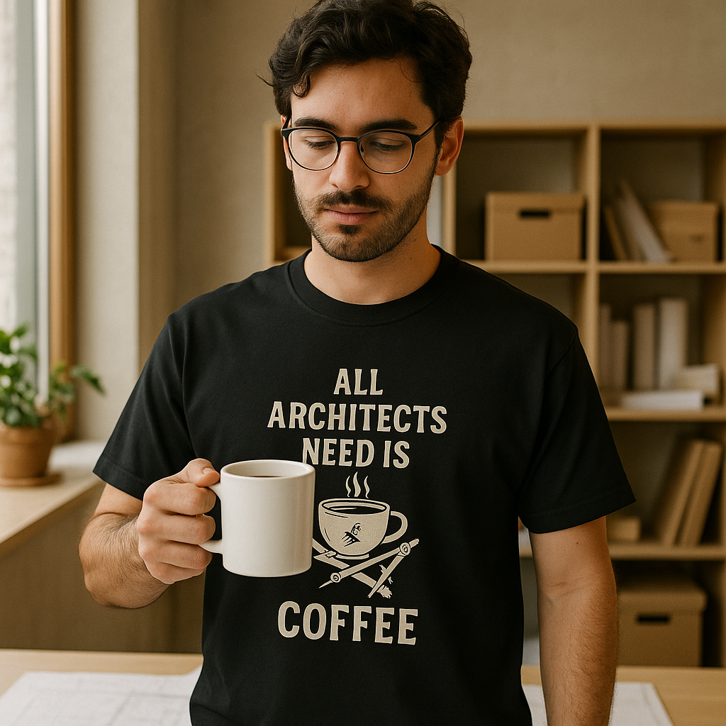 All Architects Need Is Coffee. Unisex Oversized T-Shirt