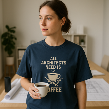 All Architects Need Is Coffee. Unisex Oversized T-Shirt
