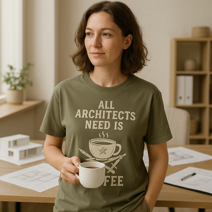 All Architects Need Is Coffee. Unisex Oversized T-Shirt