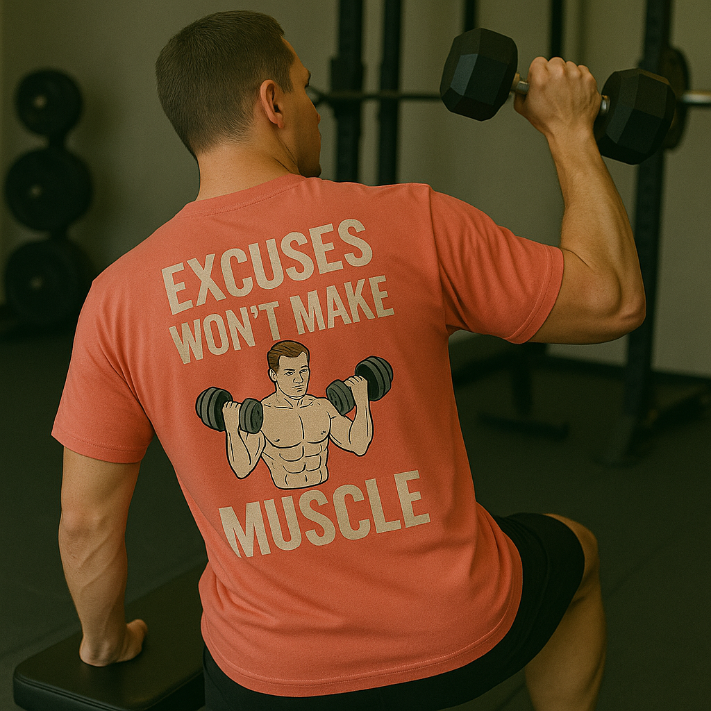 Excuses Won't Make Muscles. Unisex Oversized T-Shirt